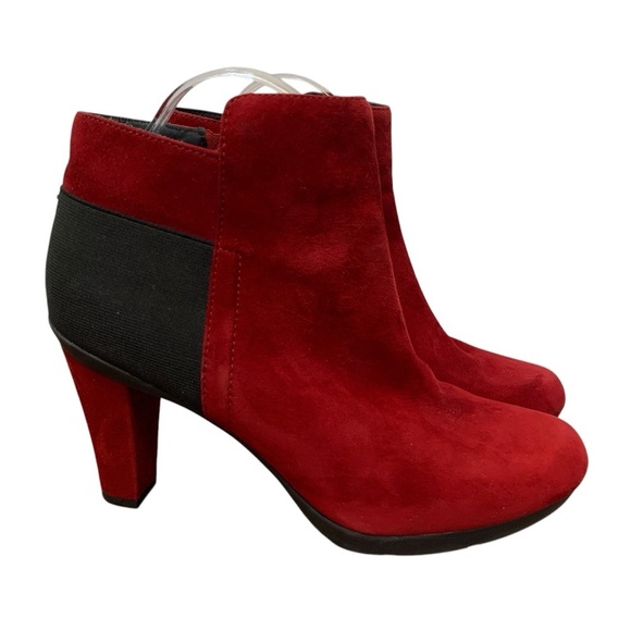 GEOX Respira Boots Womens 10 Red Black High Heels Leather Sexy Valentine’s Day - Picture 2 of 11